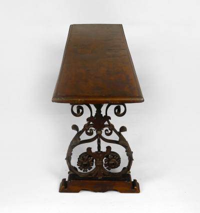 Italian Baroque Style Walnut and Wrought Iron Bench