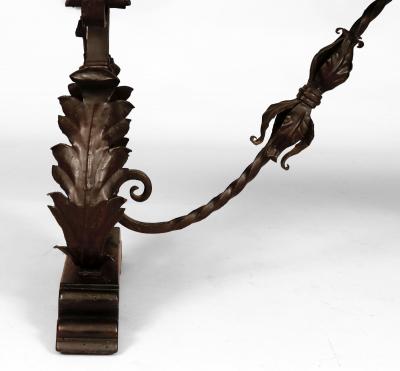 Italian Baroque Style Walnut and Wrought Iron Bench