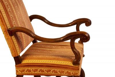 Italian Baroque Walnut Armchair Circa 18th Century