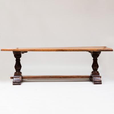 Italian Baroque Walnut Trestle Table