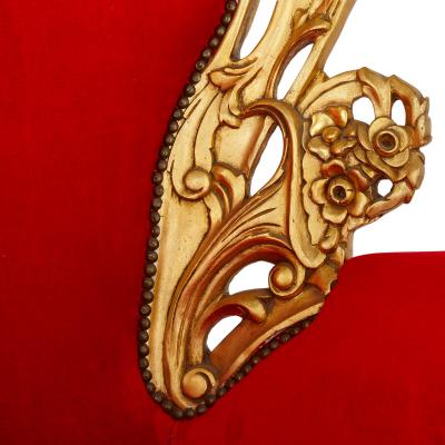 Italian Baroque style three piece upholstery and giltwood seating suite