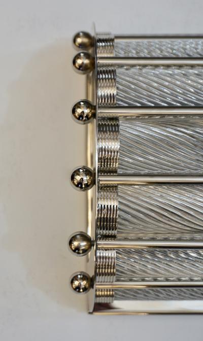 Italian Bespoke Art Deco Design Crystal Murano Glass Half Moon Nickel Wall Light