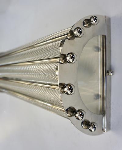 Italian Bespoke Art Deco Design Crystal Murano Glass Half Moon Nickel Wall Light