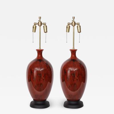 Italian Bloodstone Glazed Lamps