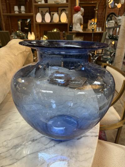Italian Blue Art Glass Vase 1970s