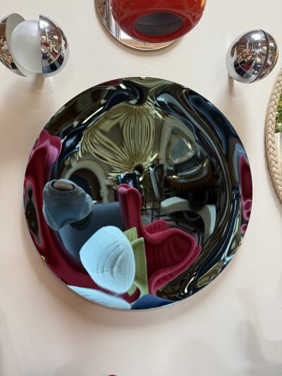 Italian Blue Concave Wall Mirror 1970s