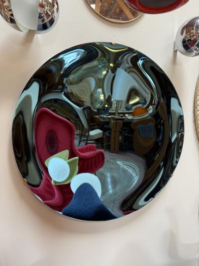 Italian Blue Concave Wall Mirror 1970s