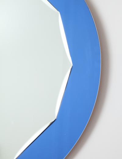 Italian Blue Glass Circular Mirror 1950s