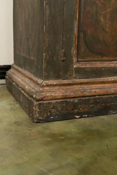 Italian Bookcase 18th Century Painted And Parcel Gilt