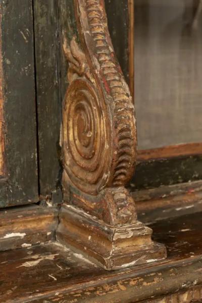 Italian Bookcase 18th Century Painted And Parcel Gilt