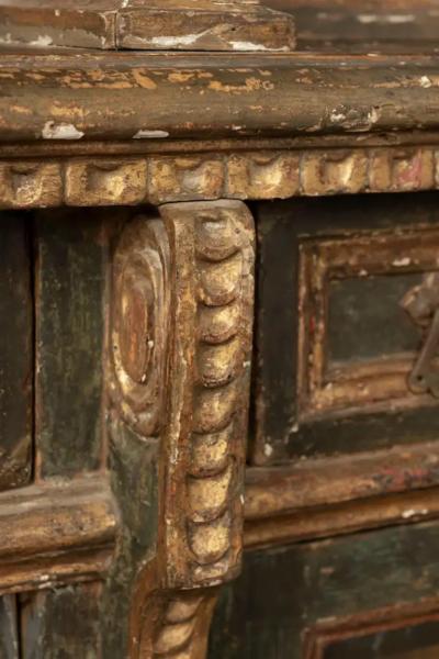 Italian Bookcase 18th Century Painted And Parcel Gilt