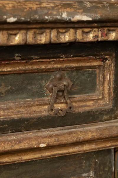 Italian Bookcase 18th Century Painted And Parcel Gilt