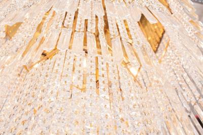 Italian Brass And Glass Chandelier 1950s