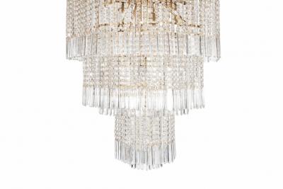 Italian Brass And Glass Chandelier 1950s