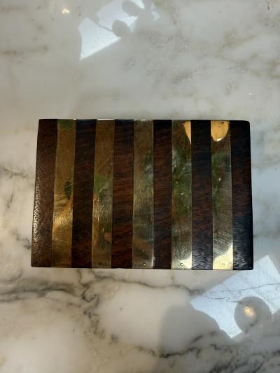 Italian Brass Banded Wood Box 1970s
