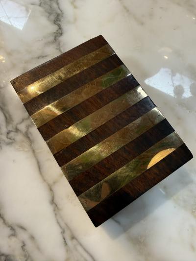 Italian Brass Banded Wood Box 1970s