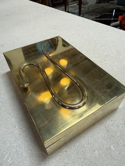 Italian Brass Box with Sculptural Snake Motif Mid Century
