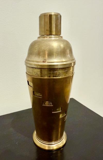 Italian Brass Cocktail Shaker with Recipe Dial 1950s