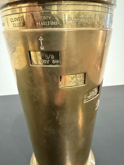 Italian Brass Cocktail Shaker with Recipe Dial 1950s