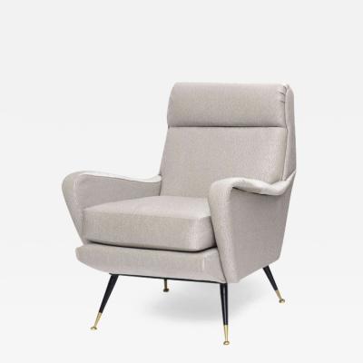 Italian Brass Enameled Upholstered Arm chair attributed to Carlo de Carli