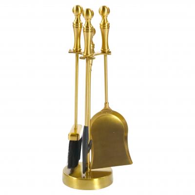 Italian Brass Fireplace Tool Set on Stand