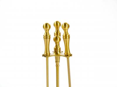Italian Brass Fireplace Tool Set on Stand