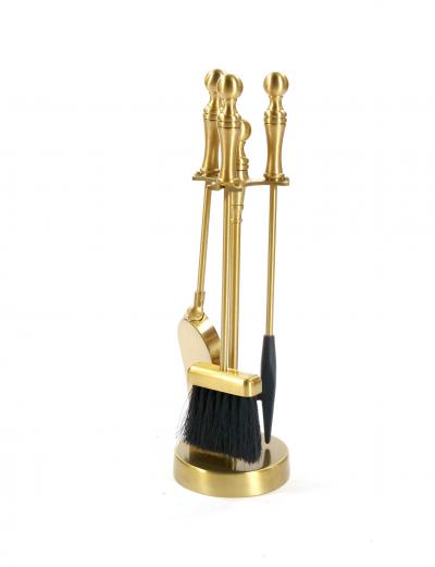 Italian Brass Fireplace Tool Set on Stand