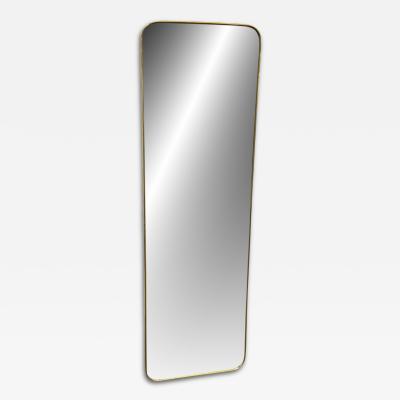Italian Brass Floor Mirror with Rounded Corners 1970s