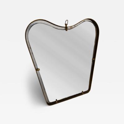 Italian Brass Framed Organic Mirror with Aged Glass 1950s