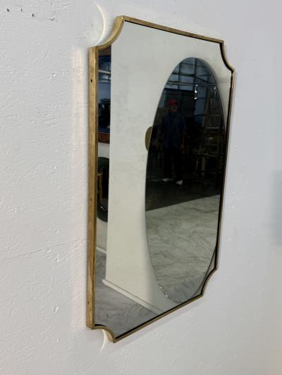 Italian Brass Framed Wall Mirror 1970s