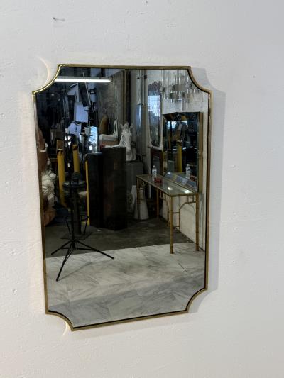 Italian Brass Framed Wall Mirror 1970s
