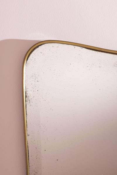 Italian Brass Framed Wall Mirror with Soft Rectangular Form Early 1960s