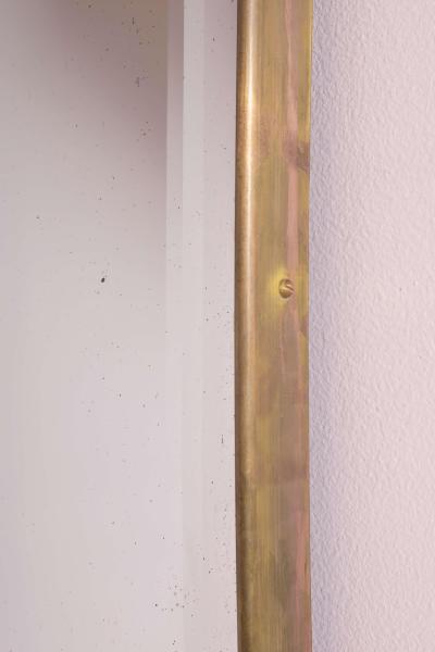 Italian Brass Framed Wall Mirror with Soft Rectangular Form Early 1960s