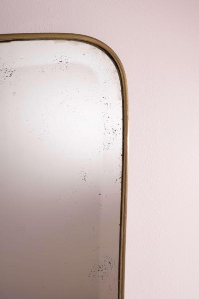 Italian Brass Framed Wall Mirror with Soft Rectangular Form Early 1960s