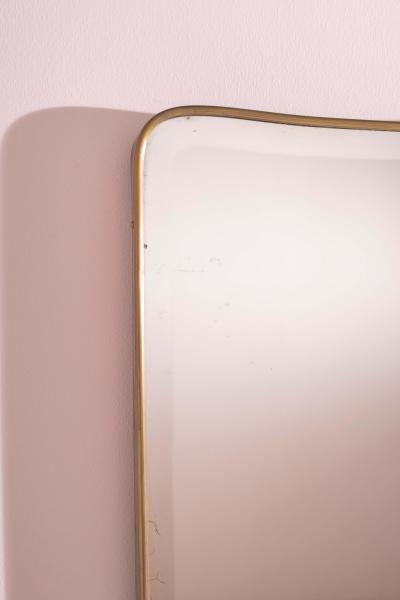 Italian Brass Framed Wall Mirror with Soft Rectangular Form Early 1960s