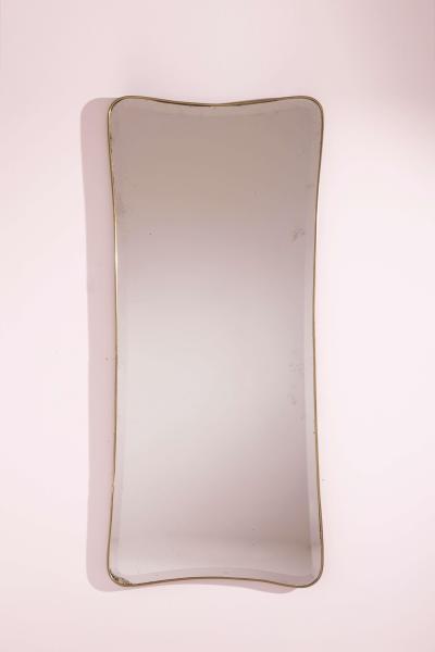 Italian Brass Framed Wall Mirror with Soft Rectangular Form Early 1960s