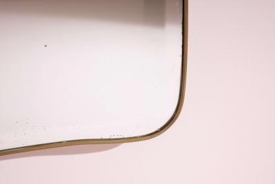 Italian Brass Framed Wall Mirror with Soft Rectangular Form Early 1960s