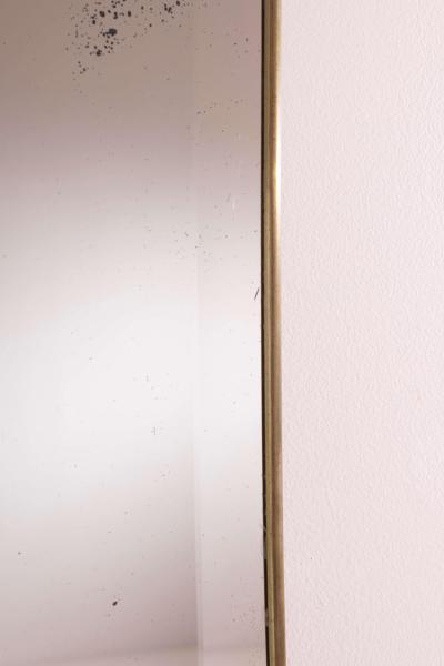 Italian Brass Framed Wall Mirror with Soft Rectangular Form Early 1960s