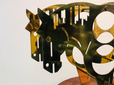 Italian Brass Horse Motif Wine Rack