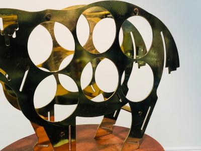 Italian Brass Horse Motif Wine Rack