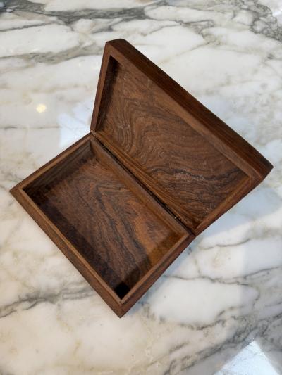 Italian Brass Inlaid Wood Box 1970s