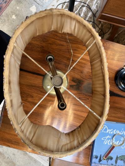 Italian Brass Table Lamp with Twisted Loop Base and Pleated Shade 1950s