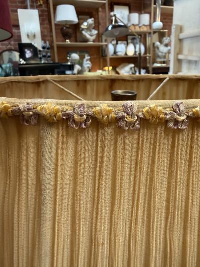 Italian Brass Table Lamp with Twisted Loop Base and Pleated Shade 1950s