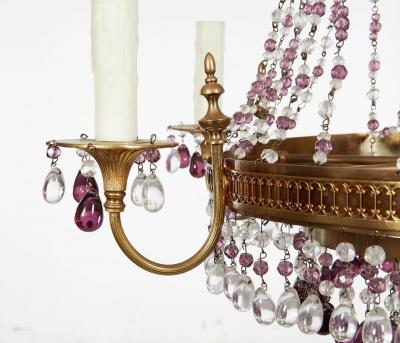 Italian Brass and Amethyst Swag Chandelier