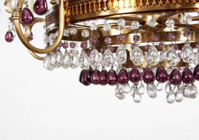 Italian Brass and Amethyst Swag Chandelier