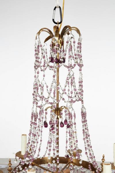 Italian Brass and Amethyst Swag Chandelier