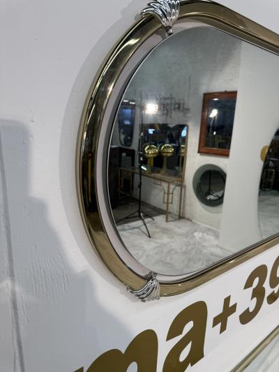 Italian Brass and Glass Console with Matching Mirror 1970s