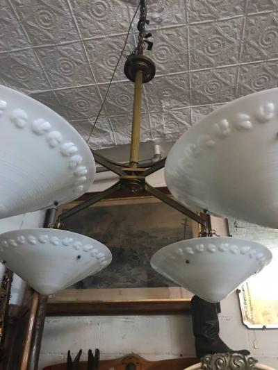 Italian Brass and Glass Light Fixture