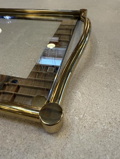 Italian Brass and Glass Rectangular Tray with Curved Handles 1970s
