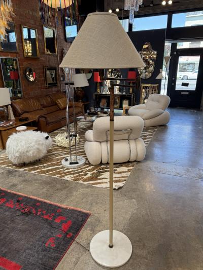 Italian Brass and Marble Floor Lamp with Swing Arm 1970s